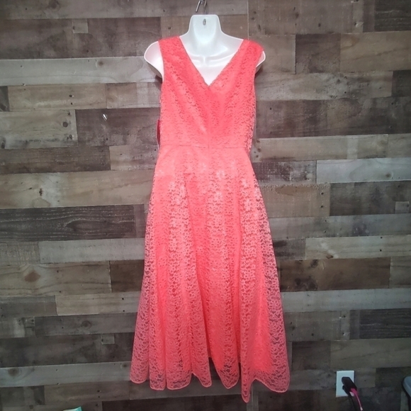New Betsey Johnson Floral Lace A-line Midi Dress Sz 10 - Picture 9 of 13